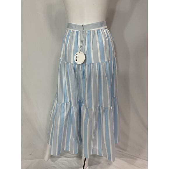 Staud 'Sea' Blue Striped Cotton Maxi Skirt Size 4 - NWT - Picture 3 of 5